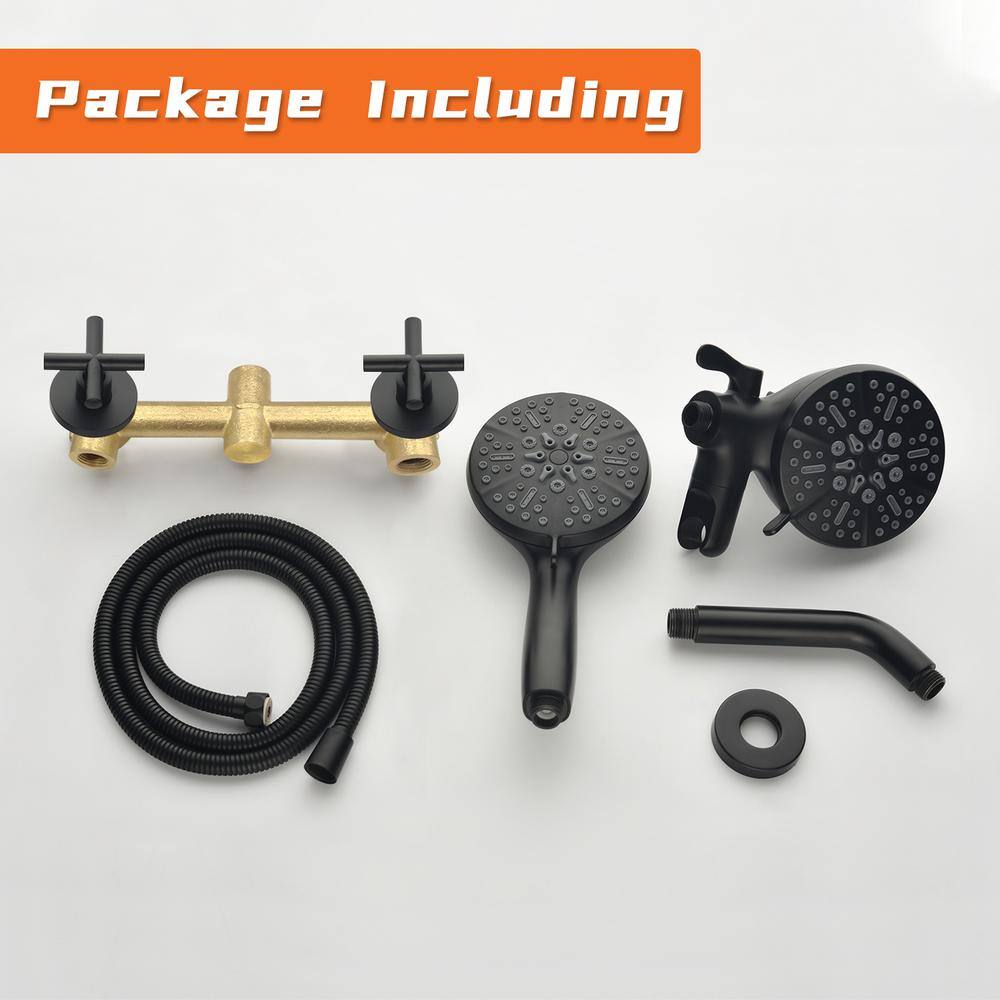 Matte Black Wall Mounted Dual Shower Head System with Handheld