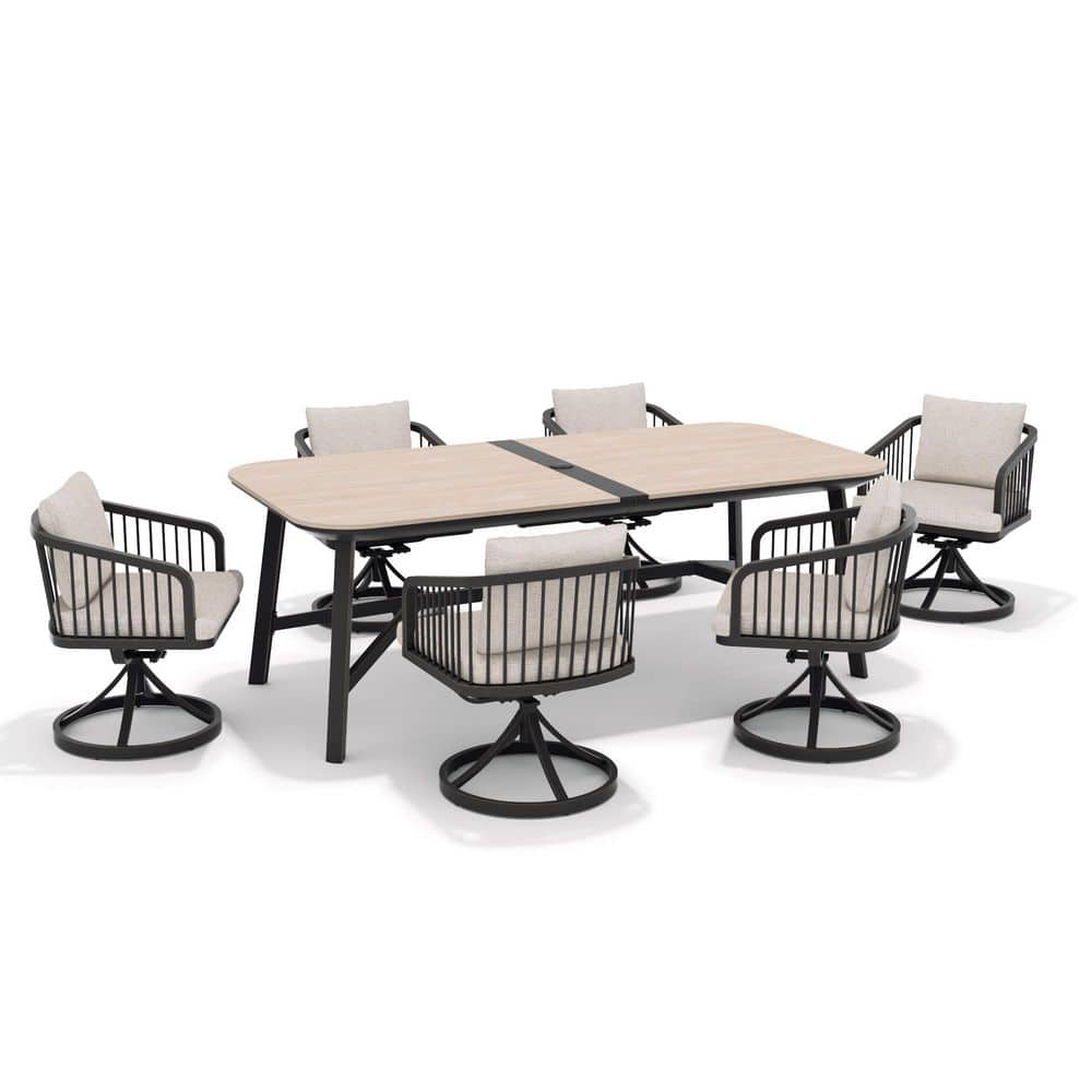 Asheville 7-Piece Swivel Aluminum Outdoor Dining Set with Cushions price history on PriceWatchPro