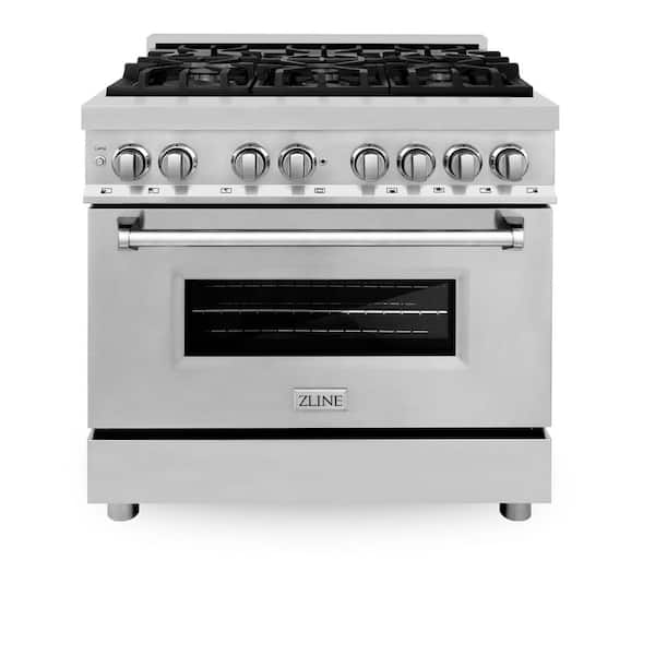 ZLINE Kitchen and Bath 36 in. 6 Burner Dual Fuel Range in Stainless Steel  RA36 - The Home Depot