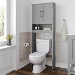 Vega 25 in. W x 66 in. H x 9 in. D Gray Over The Toilet Storage with Adjustable Shelves and Doors