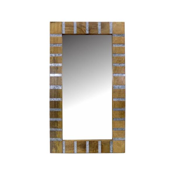 Unbranded Small Rectangle Natural Modern Mirror (15 in. H x 26 in. W)