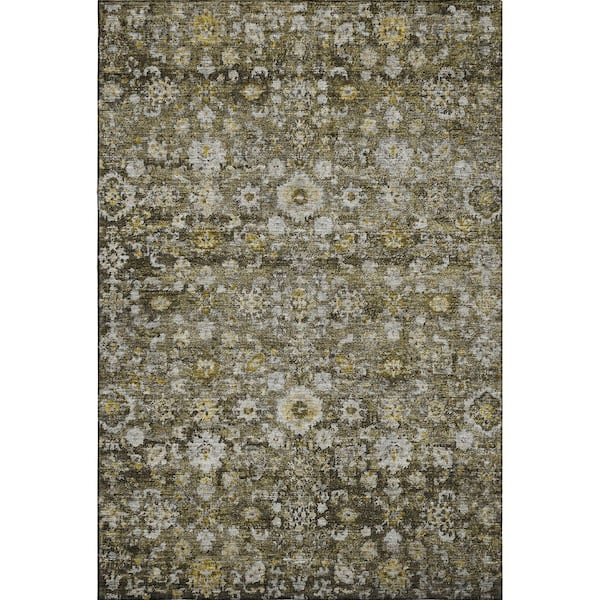 Addison Rugs Mayfield Premium Machine Washable Indoor/Outdoor Geometric AMF651 Mocha 3 ft. x 5 ft. Area Rug