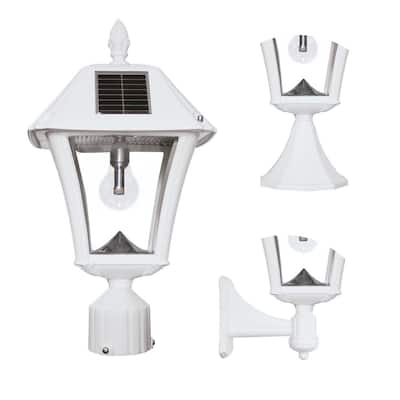 Baytown II Bulb 1-Light White LED Outdoor Solar Post Light with Wall Sconce and Pier Base Mount Options