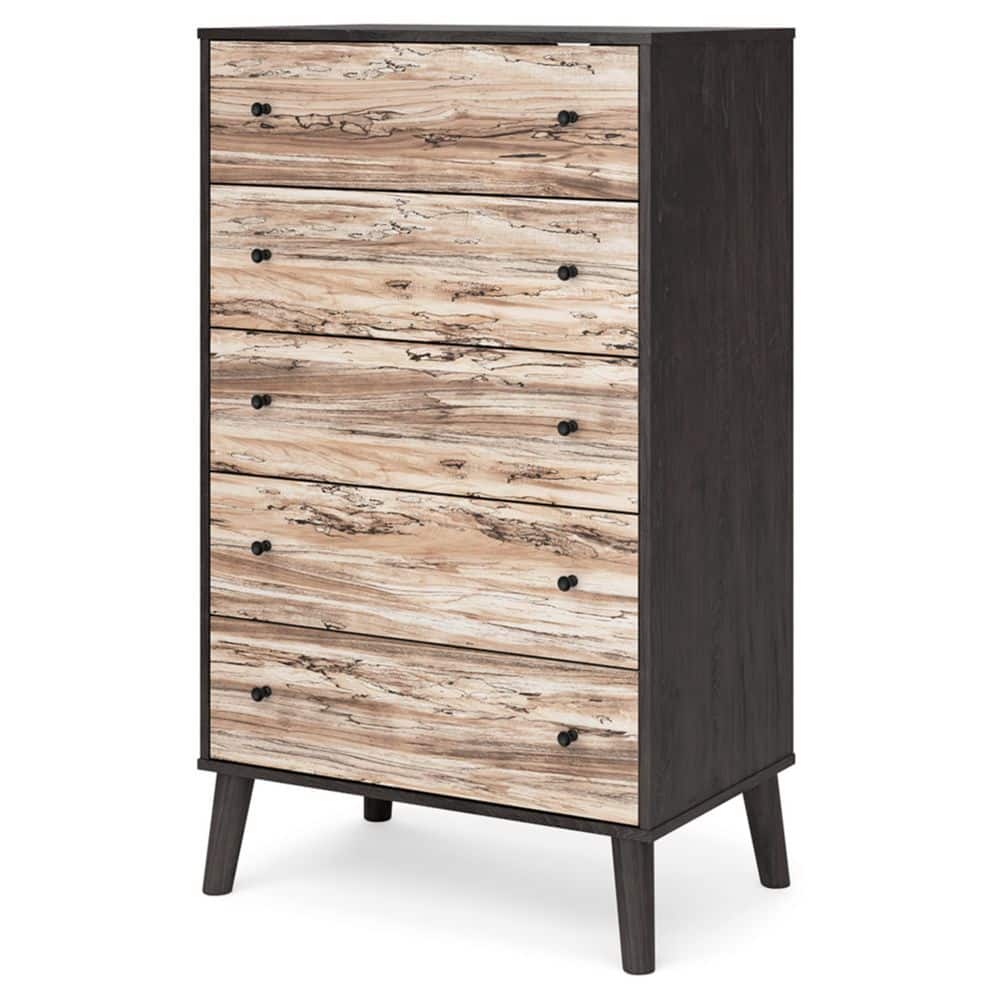 Piperton Two-Tone 5-Drawer Chest with Charcoal and Sugarberry Finish