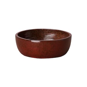 15 in. Shallow Tropical Red Round Ceramic Planter