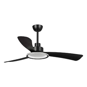 52 in. Modern Indoor Integrated LED Matte Black 3-Blade Ceiling Fan with Light, Reversible DC Motor and 6-speed Remote