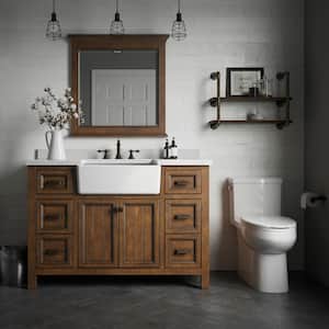 Brantley 49 in. W x 22 in. D x 35 in. H Bath Vanity in Walnut with Engineered Stone Vanity Top in White with White Basin