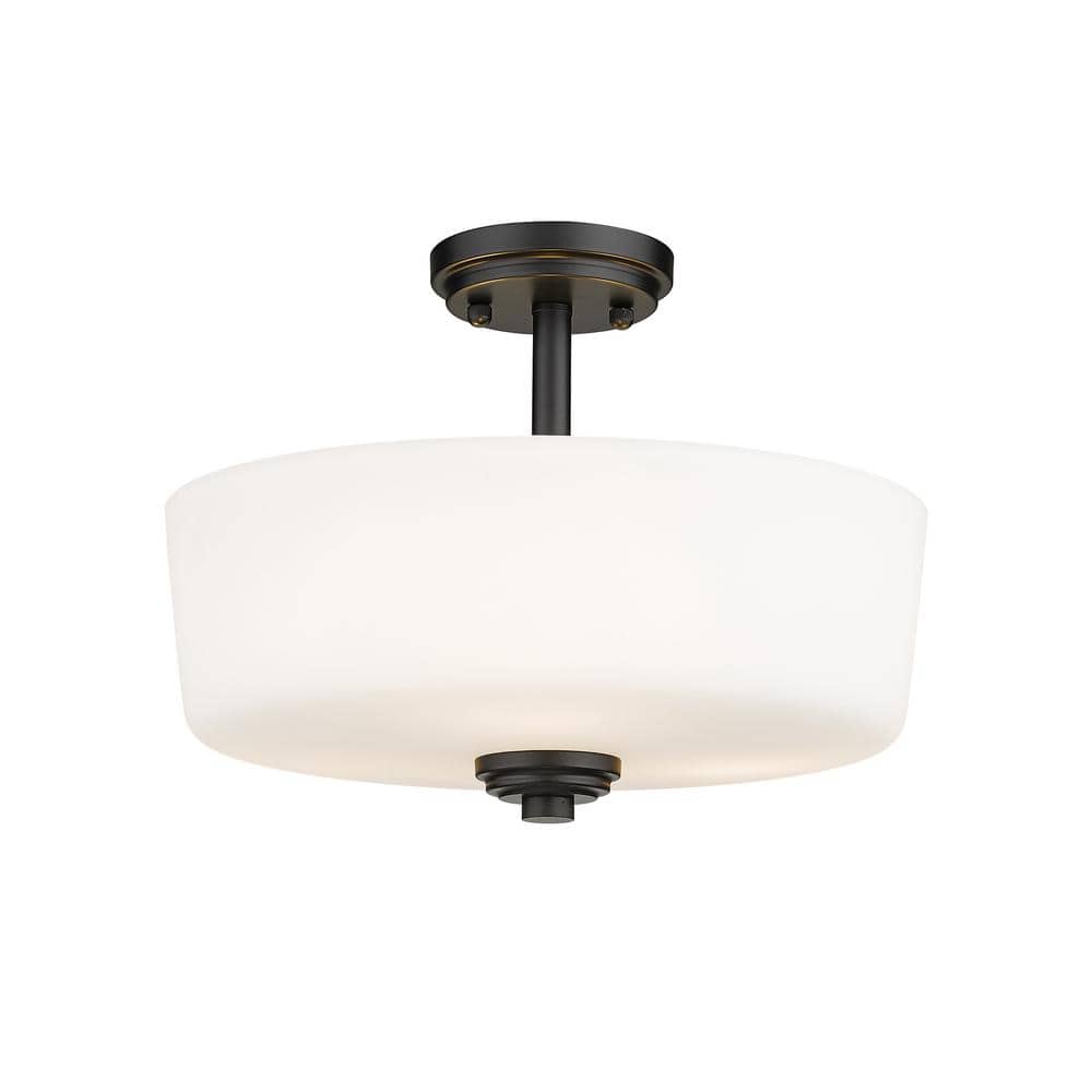 Matte Black and Bronze LED Semi-Flush Mount Ceiling Light