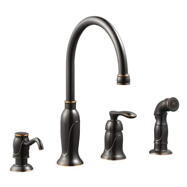 Design House Madison Single-Handle Standard Kitchen Faucet with Side Sprayer with Soap Dispenser in Oil Rubbed Bronze