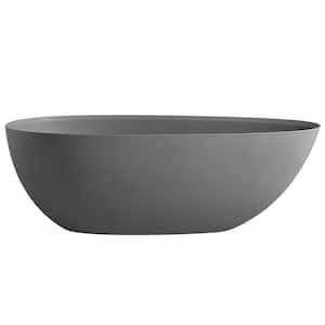 67 in. x 33.5 in. Eggy Shape Solid Surface Stone Resin Flatbottom Soaking Bathtub in Matte Black