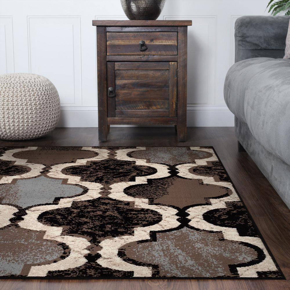 Superior Viking Trellis Indoor Large Area Rug, 8' x 8' Square, Chocolate