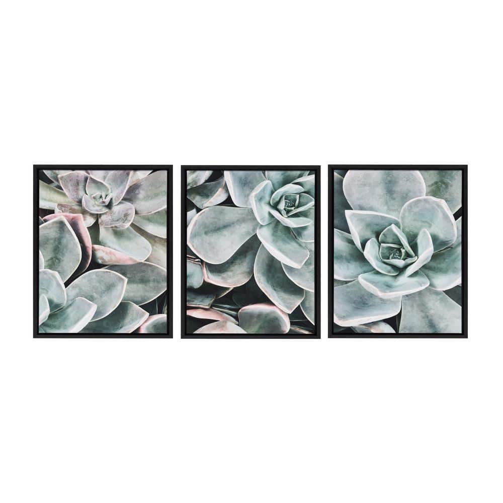 Succulents Wood Block Canvas Art Print, store Green Blue Teal Brown Succulent Canvas Art Print, Succulents Decor