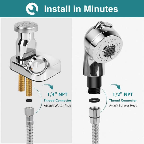 LukLoy 47 Inch Stainless Steel Shampoo Bowl Hose – 1/2 To 1/4 NPT Fittings – For Salon Sprayers & Faucets (Sprayer Not Included)