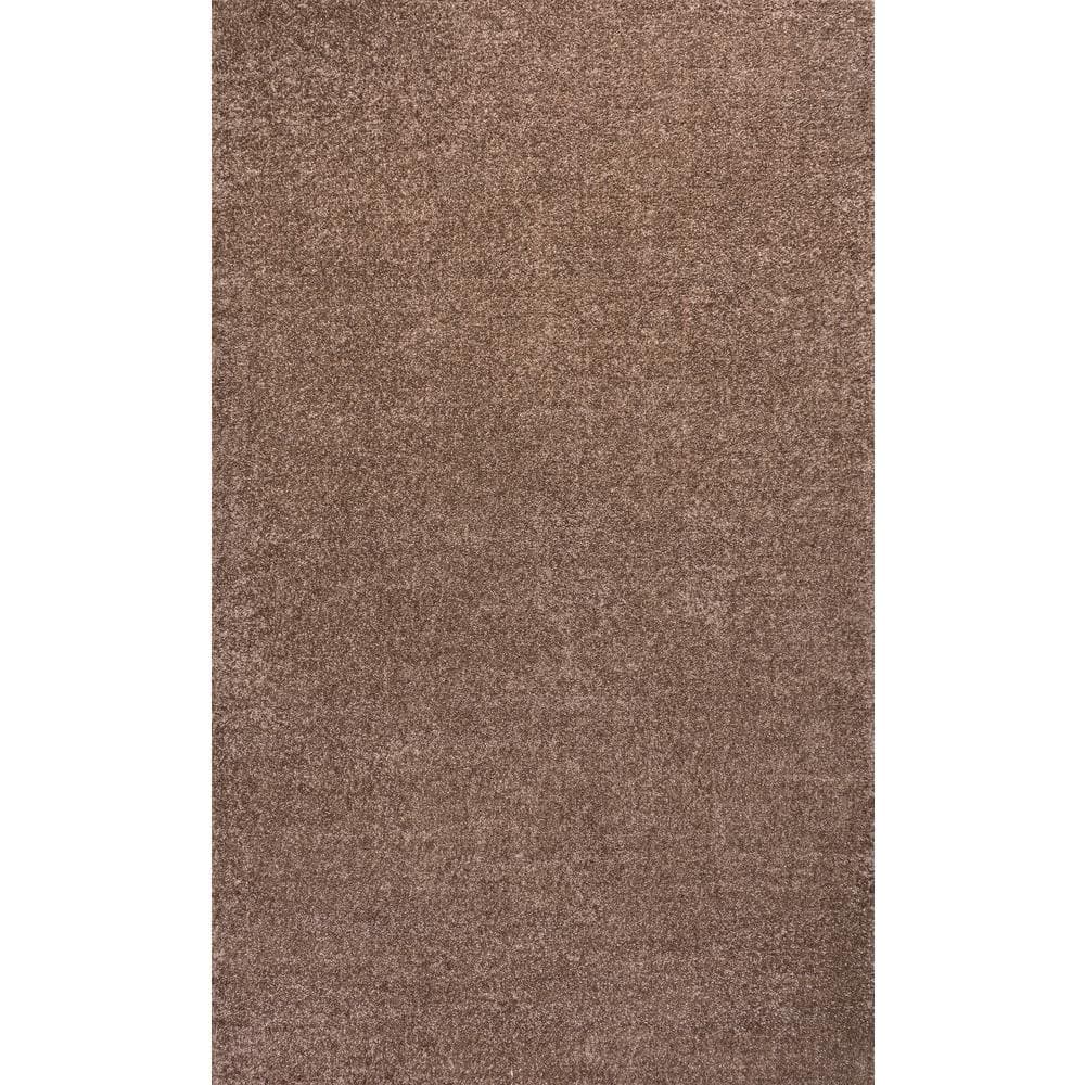 Brown 6'2" x 9' Solid Synthetic Easy Care Area Rug