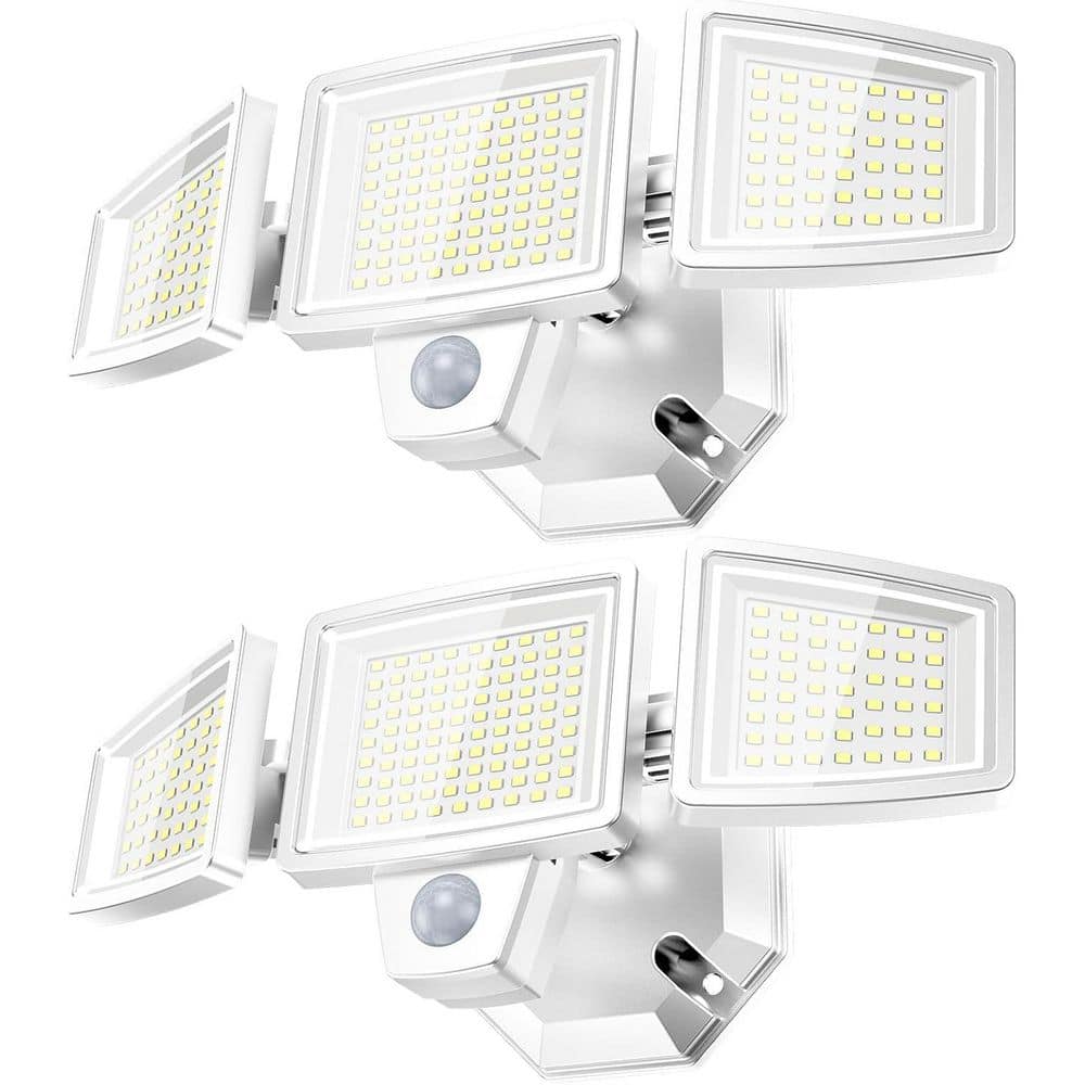 65-Watt 6500 Lumens 270° White Motion Activated Outdoor Integrated LED Flood Light Adjustable Panels (2-Pack) price history on PriceWatchPro