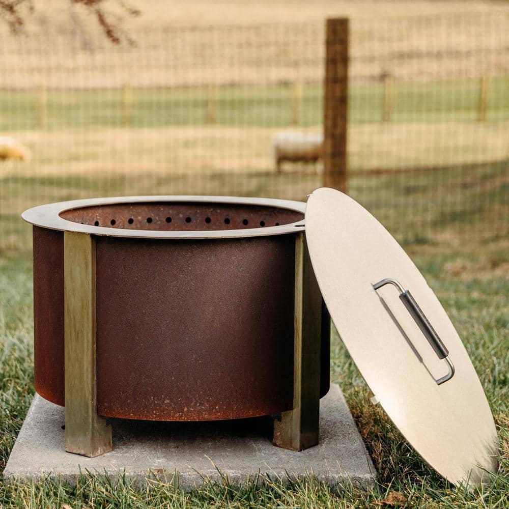 Silver Stainless Steel 24'' Round Fire Pit Lid