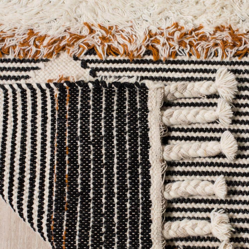Ivory Geometric Hand-knotted Wool 9' x 12' Rug