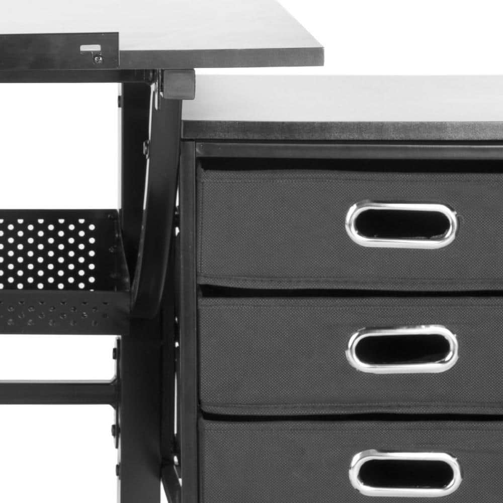 Harvard Transitional Black & White Home Office Desk with 3 Drawers