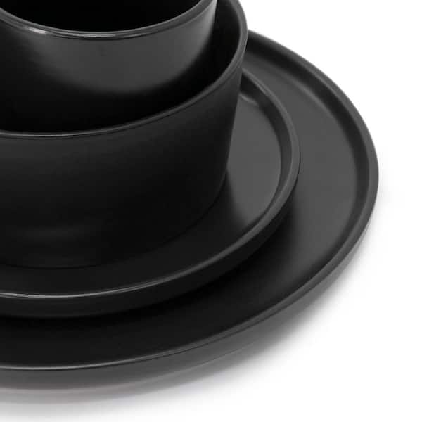Elama 16-Piece Lux Matte Black Dinnerware Set 985121836M - The