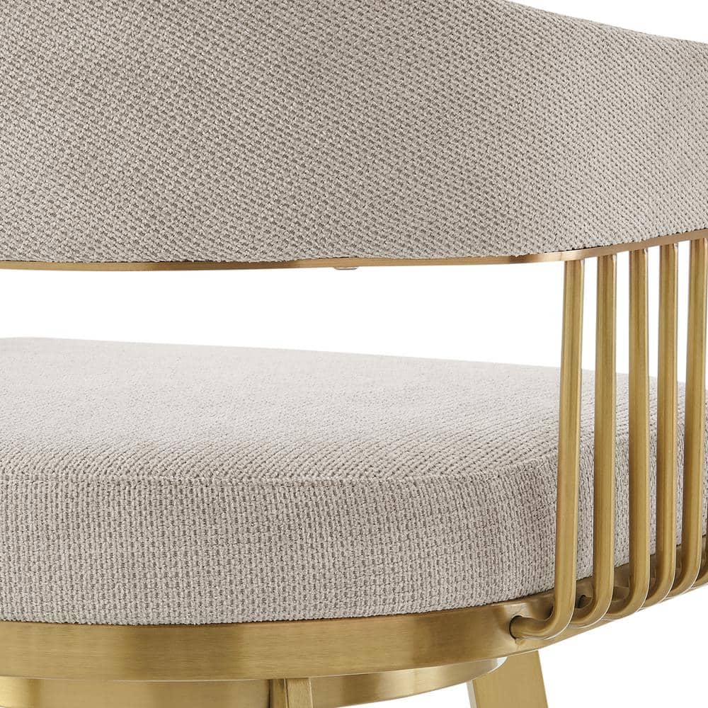 Chelsea 26" Taupe Swivel Counter Stool with Gold Metal Frame