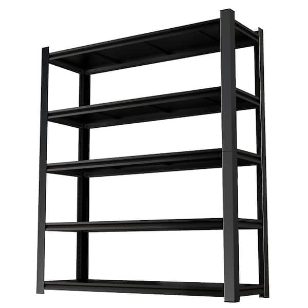 72 in. High Kitchen Pantry, Metal Shelves with 5-Removable Dividers, Strong Load Bearing for Garage, Kitchen in Black