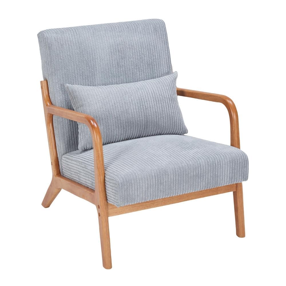 Antique Dark Grey Polyester Mid-Century Modern Arm Chair with Pillow, Set of 1, Solid Rubberwood Frame for Living Room price history on PriceWatchPro