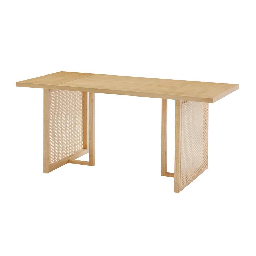 Willow Natural Wood Dining Table with Rattan Accents for 6