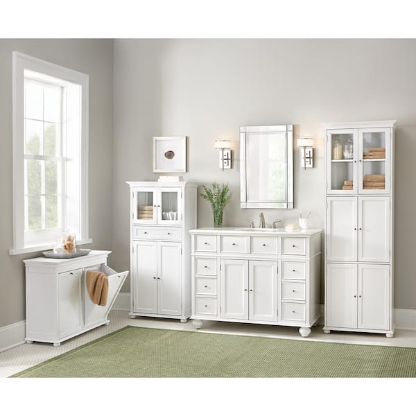 White Freestanding Linen Cabinet