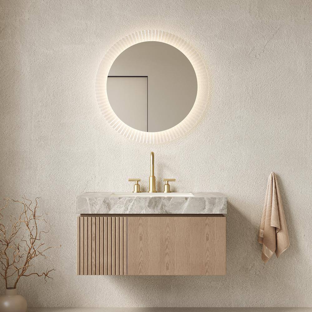 MURI 36 in. Floating Bathroom Vanity with Sink, Light Gray Sintered Stone Top, Ceramic Basin, Heidelberg Woodgrain price history on PriceWatchPro