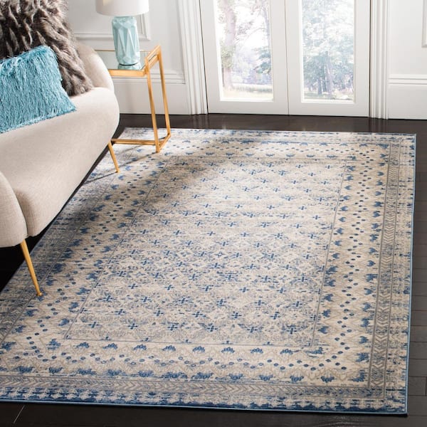 Brentwood Light Gray/Blue Doormat 3 ft. x 3 ft. Square Geometric Multi-Border Area Rug