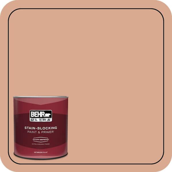 BEHR ULTRA 1 qt. #QE-02 Salmon Sand Extra Durable Flat Interior Paint & Primer
