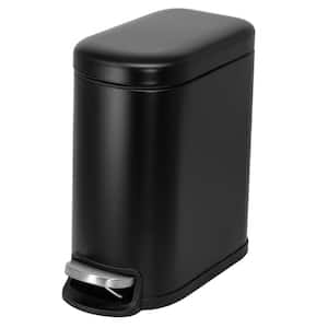 Curved Rectangular 5 L/1.3 Gal. Pedal Trash Bin with Soft Close Lid in Matte Black