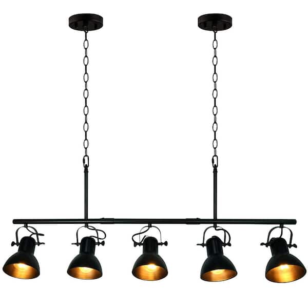 3.35 ft. Black Incandescent Ceiling Mounted Track Kit Ceiling Hardwired Track Lighting Kit with Flared Head