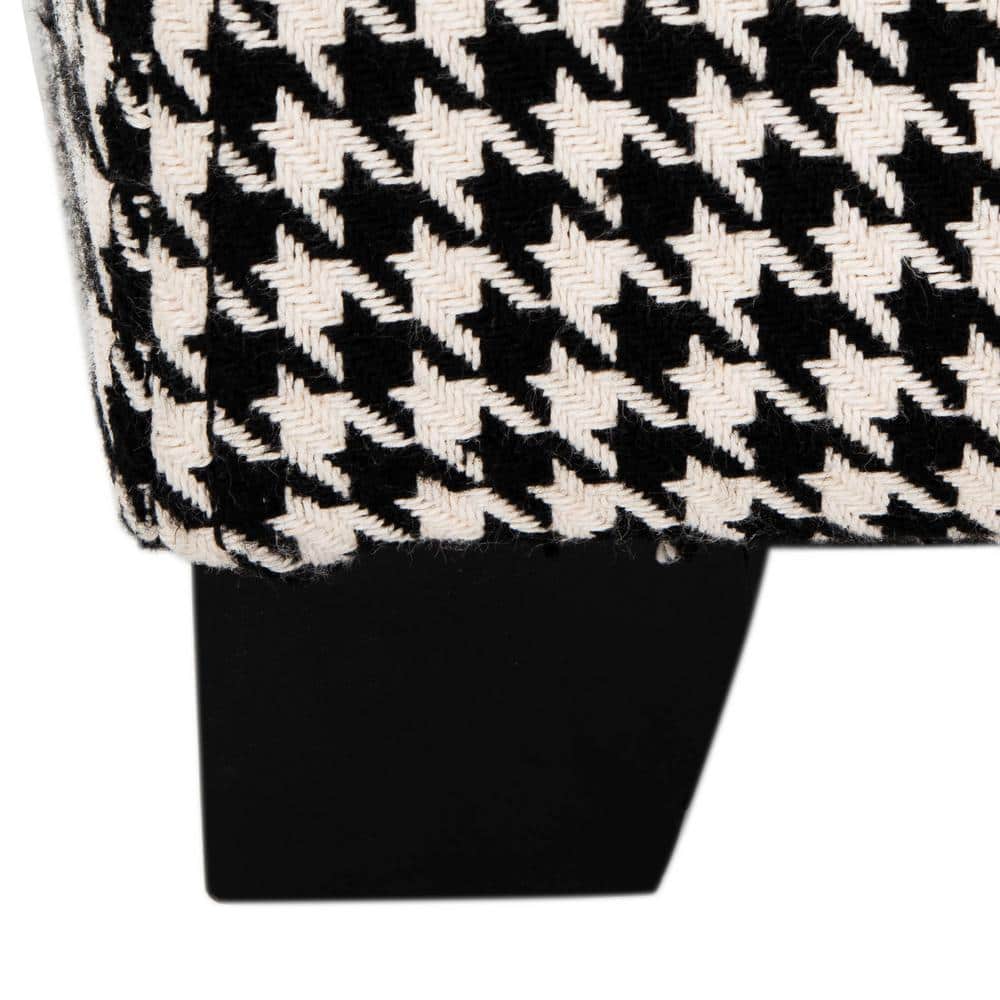 Transitional Harrison Black & White Birchwood Tray Ottoman