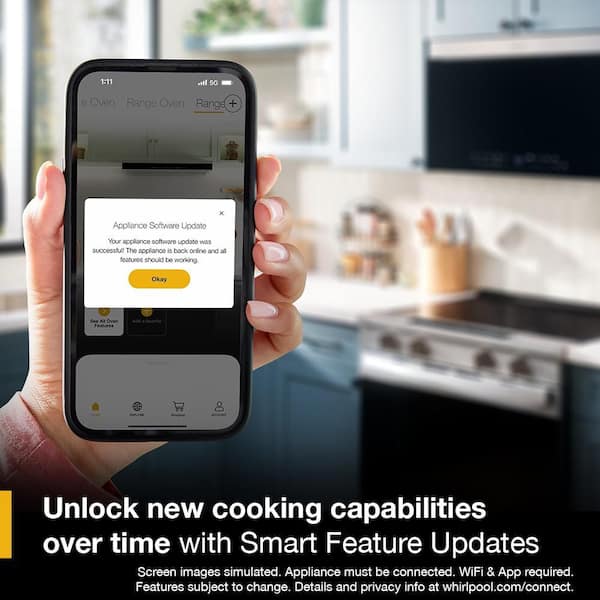 Whirlpool - 30 in. 5-Burners Smart Slide-In Electric Range in Fingerprint Resistant Stainless Steel with No Preheat Air Fry