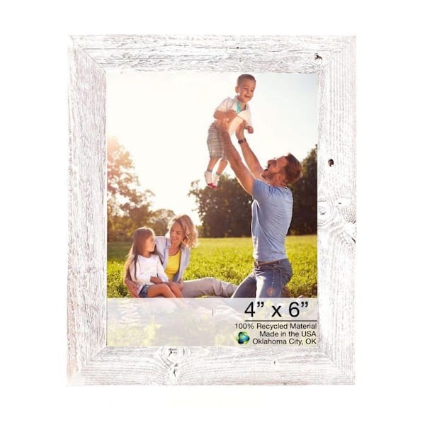 HomeRoots Victoria 4 in. W. x 6 in. Whitewash Picture Frame