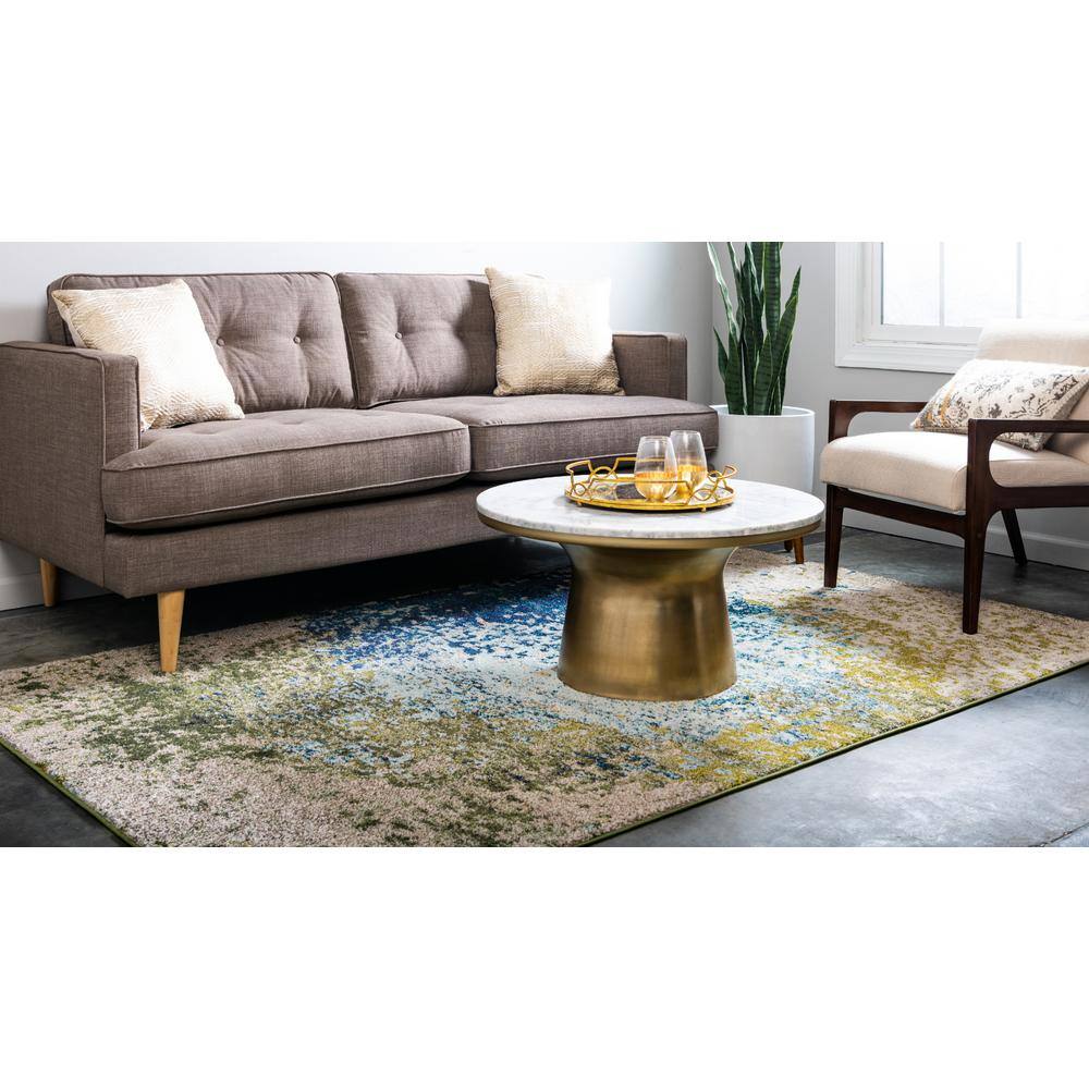 Blue and Beige Abstract Rectangular Rug 10' 6" x 16' 5"