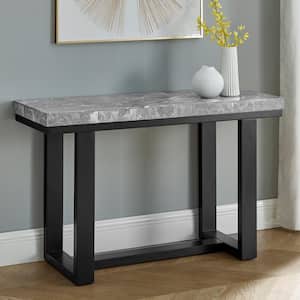 Lucca 48 in. L x 30 in. H Espresso Rectangle Gray Marble Top Sofa or Console Table