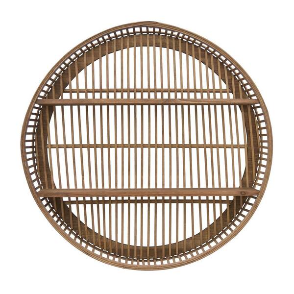THREE HANDS Brown Wood 24 in. L x 5 in. W x 24 in. H Wood Wall Shelf