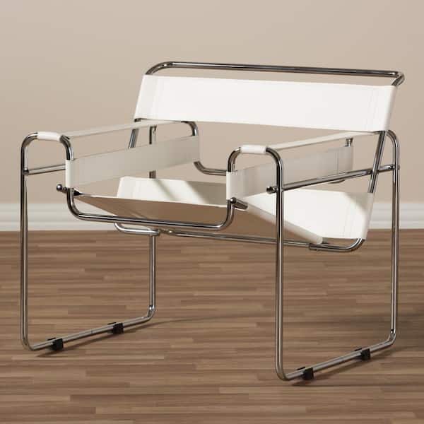 Jericho White Faux Leather Upholstered Accent Chair