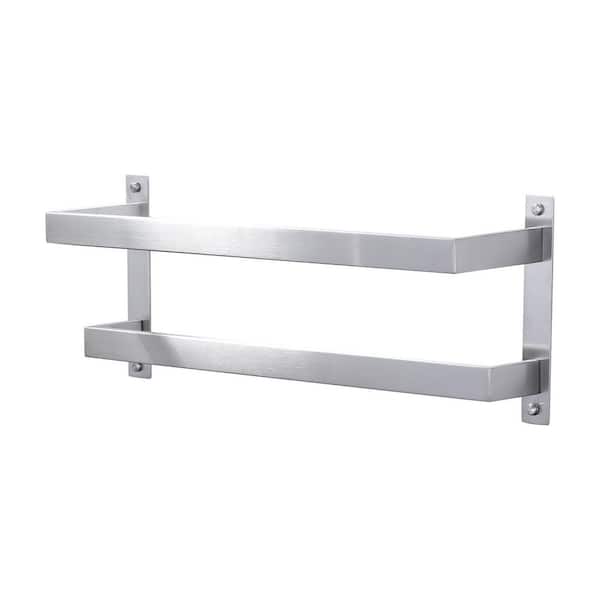 ARCORA Square 20 in. Wall Mounted Towel Rack Single Towel Holder in Brushed Nickel