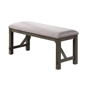 16 in. Gray and Brown Backless Bedroom Bench with Padded Seat