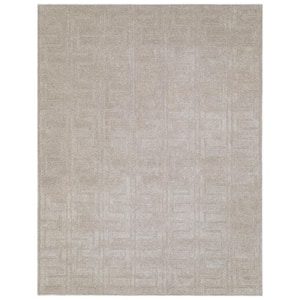 Beige 8 ft. x 10 ft. Rectangle Solid Color Wool, Cotton Area Rug