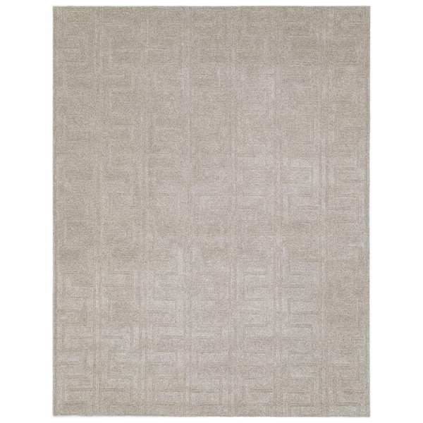 NUSTORY Beige 8 ft. x 10 ft. Rectangle Solid Color Wool, Cotton Area Rug