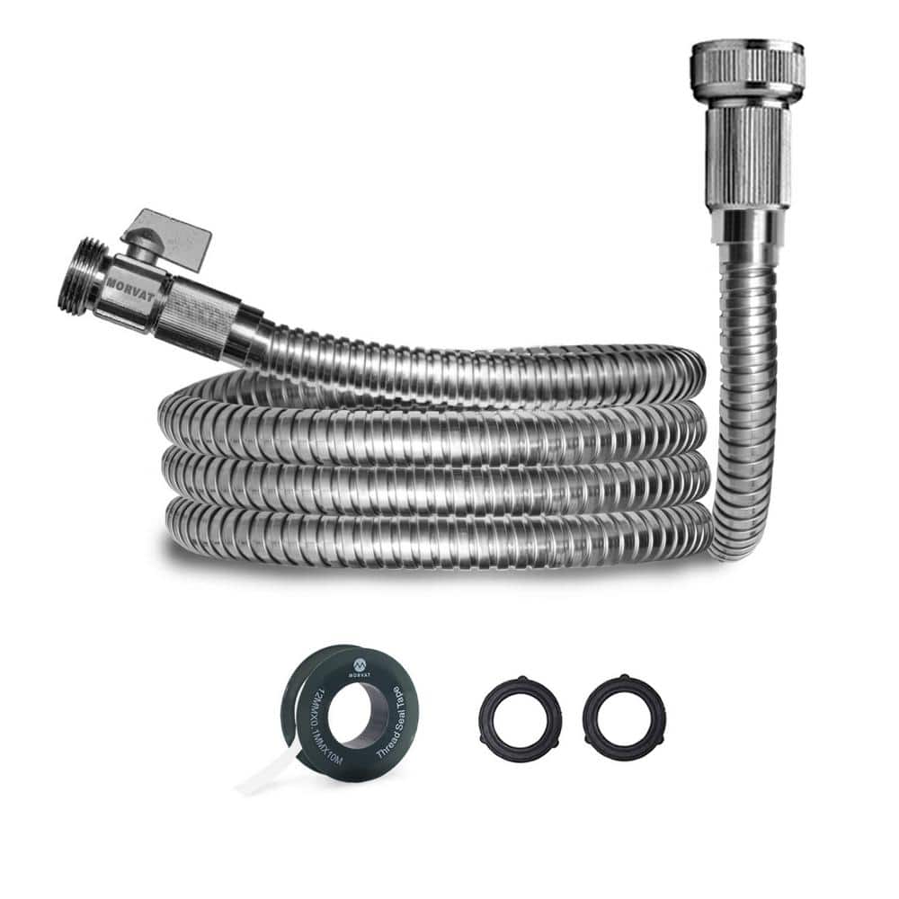  SPECILITE Short Garden Hose 1FT, Metal Leader Water Hose  Flexible and Lightweight, Heavy Duty 304 Stainless Steel with Male to Female  Fittings for Reel, Yard, Outdoor, Boat (No Nozzle) 