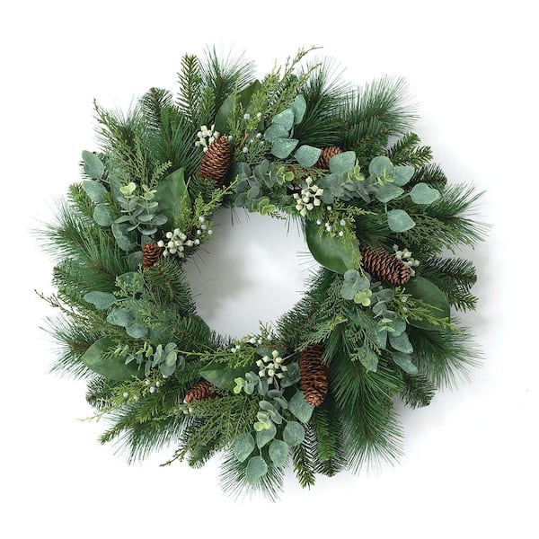 SULLIVANS 25" Artificial Mixed Pine and Eucalyptus Wreath