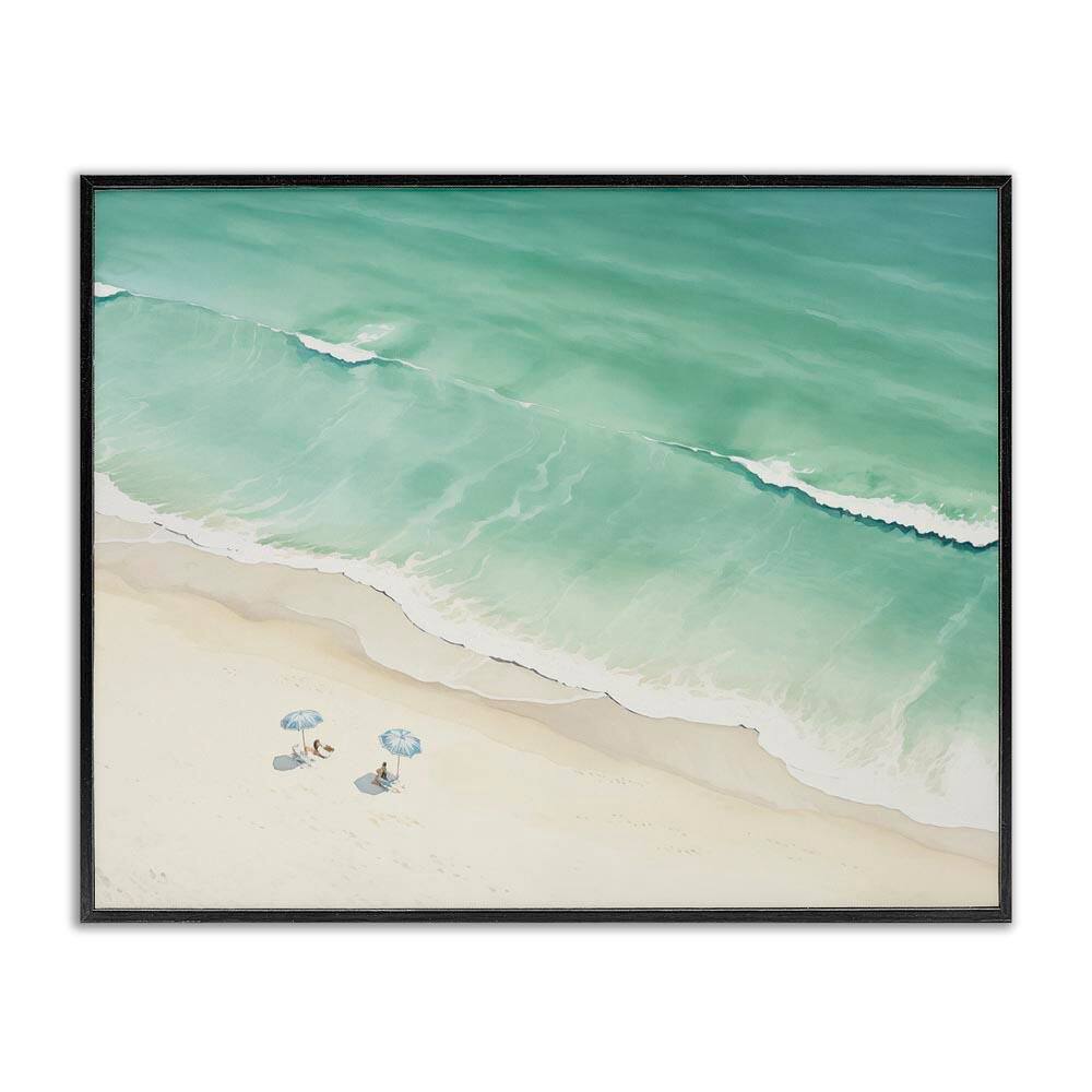 Summer Shore Beachgoers by Arlington Prints Black Framed Coastal Giclee Art Print 16 in. x 20 in. price history on PriceWatchPro