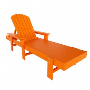 Altura Orange HDPE Plastic Outdoor Adjustable Backrest Adirondack Chaise Lounger With Armrest