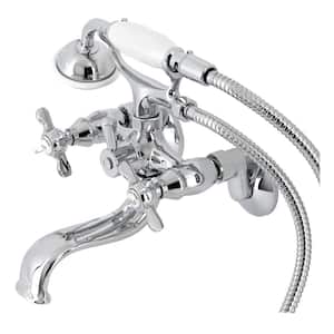Essex Wall Mount 3-Handle Claw Foot Tub Faucet with Hand Shower in Polished Chrome