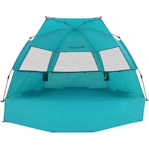 TEAL PLUS 96 in. x 102 in. x 52 in. Instant Pop Up Portable Beach Tent, Outdoor Sun Shelter Cabana UPF 50+, Carry Bag